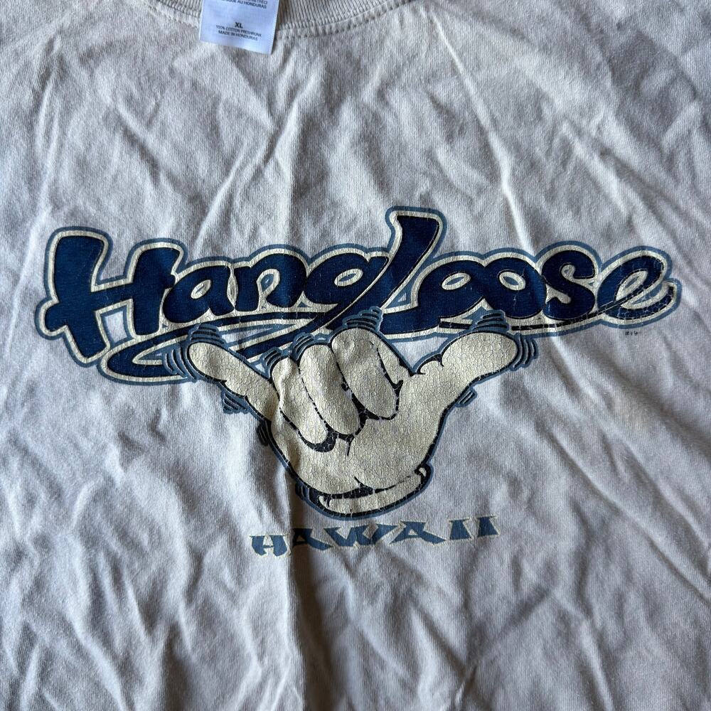 VINTAGE Y2K HANG LOOSE HAWAIII SURF T-SHIRT GRUNGE SKATE GRAPHIC MENS XL